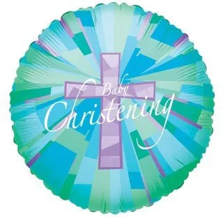 18" Baby Christening green holographic Foil