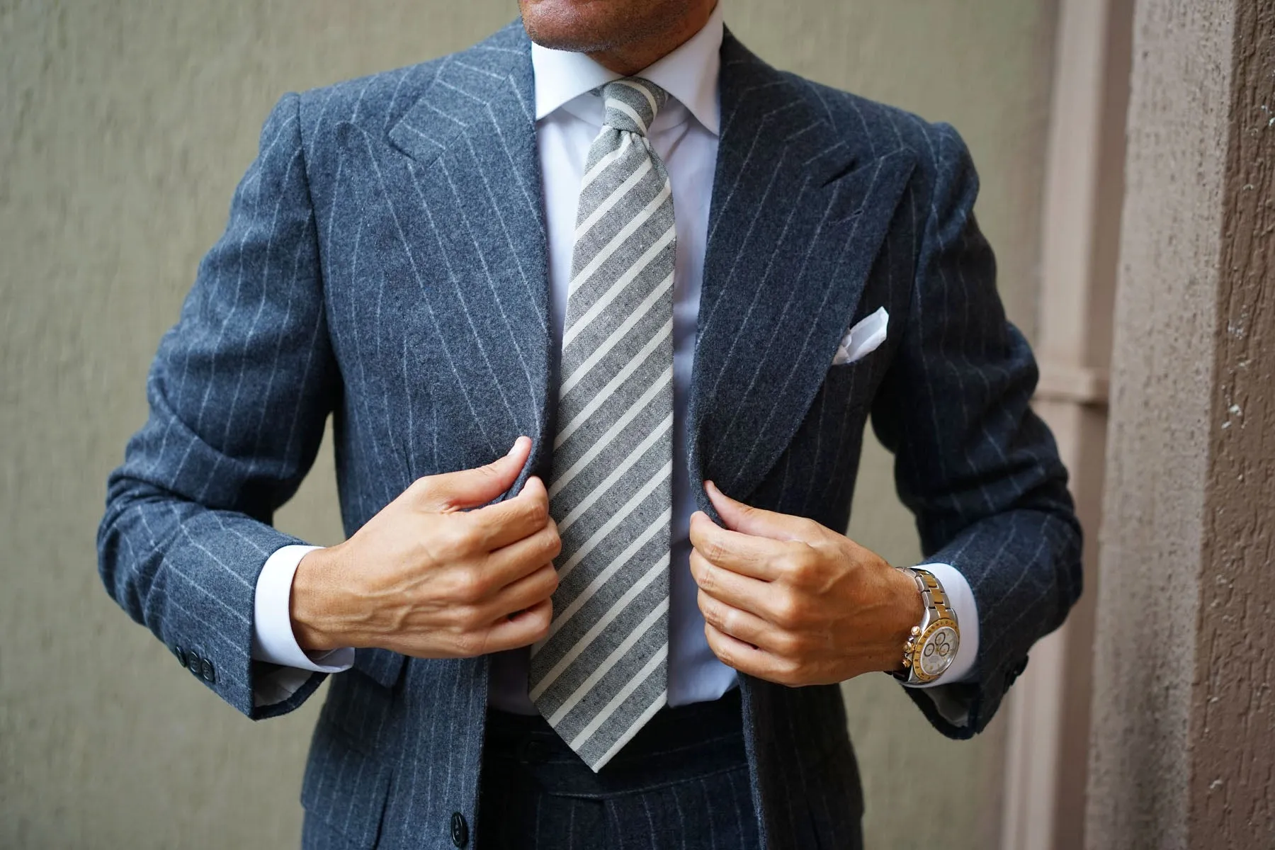 Adana Black Chalk Stripe Linen Tie