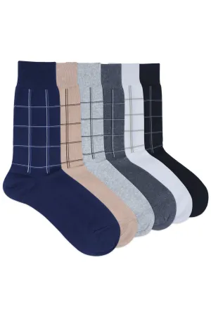 Balenzia Men's Checks Calf Length/Crew Length Cotton Socks - (Multicolored)(Pack of 3 Pairs/1U)