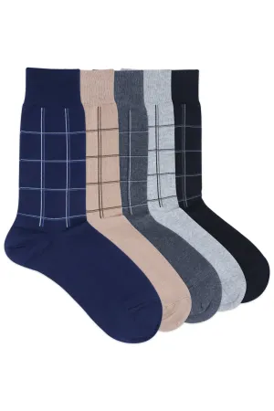 Balenzia Men's Checks Calf Length/Crew Length Cotton Socks - (Multicolored)(Pack of 5/1U)