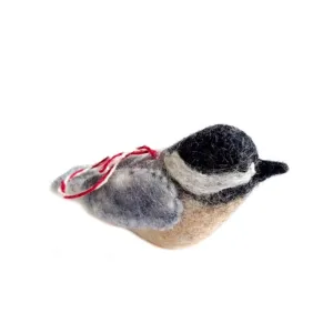 Black Capped Chickadee Ornament, Felt Wool