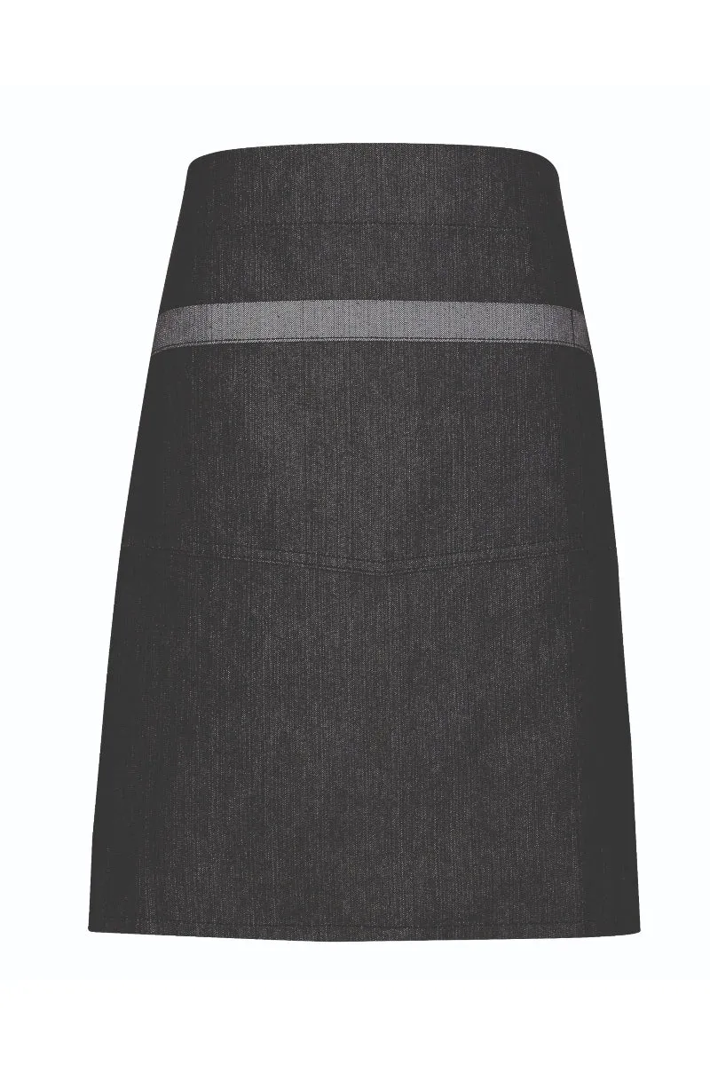 Black Denim Mid-Length Waist Apron (1 Wide Pocket)