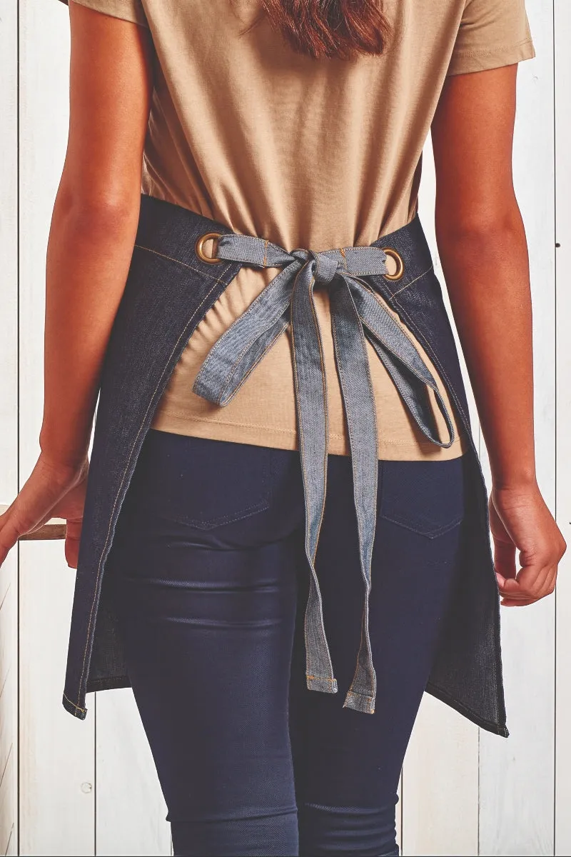 Black Denim Mid-Length Waist Apron (1 Wide Pocket)