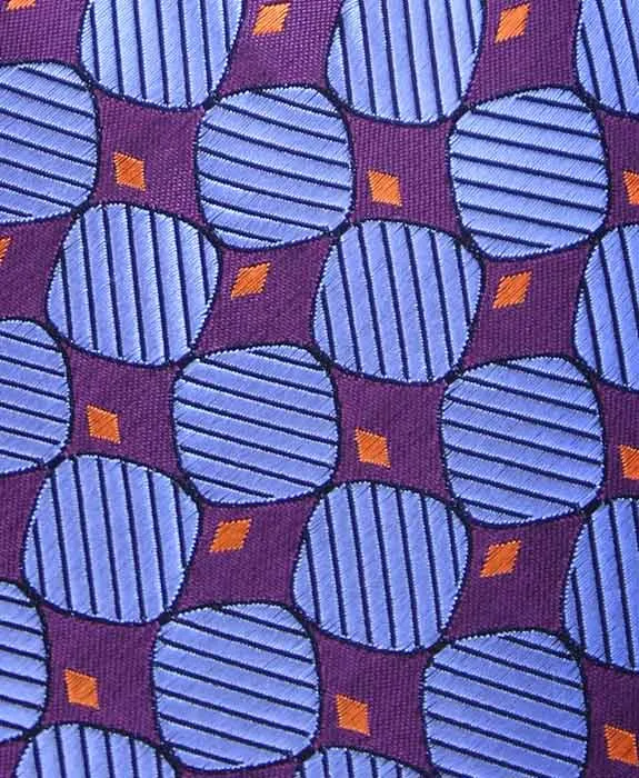 Blue & Purple Geometric Silk Long Tie