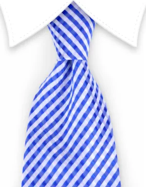 Blue and White Checked Tie