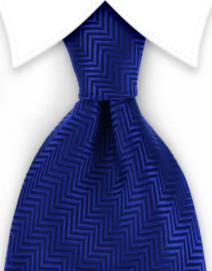 Blue Herringbone 4" Wide Tie