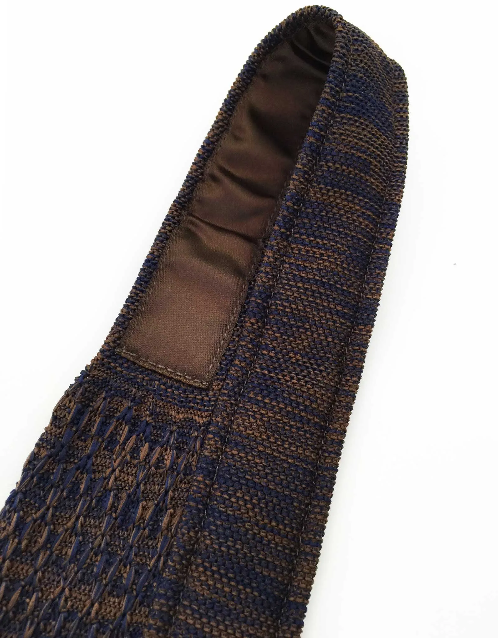 Brown & Indigo Knitted Tie