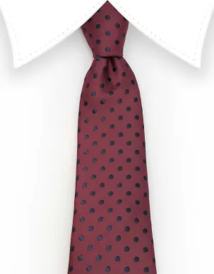 Burgundy and Black Polka Dot Necktie