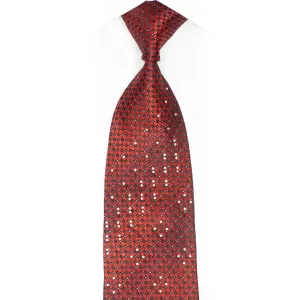 Burgundy Geometric On Black Rhinestone Necktie With Sparkles