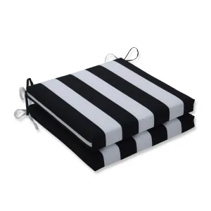 Cabana Stripe Black Squared Corners Seat Cushion 20X20X3 (Set Of 2)