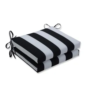 Cabana Stripe Black Squared Corners Seat Cushion (Set Of 2)