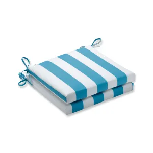 Cabana Stripe Turquoise Squared Corners Seat Cushion 20X20X3 (Set Of 2)