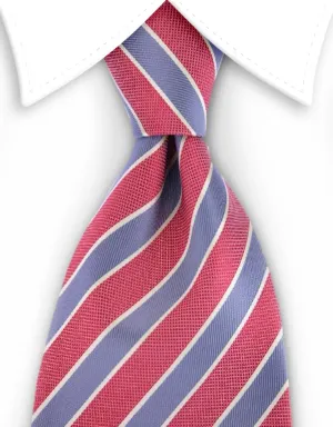 Coral & Gray Striped 4" Wide Tie