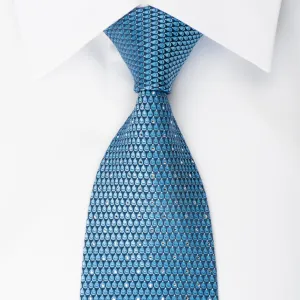 Daks Rhinestone Silk Necktie Dots On Blue With Silver Sparkles