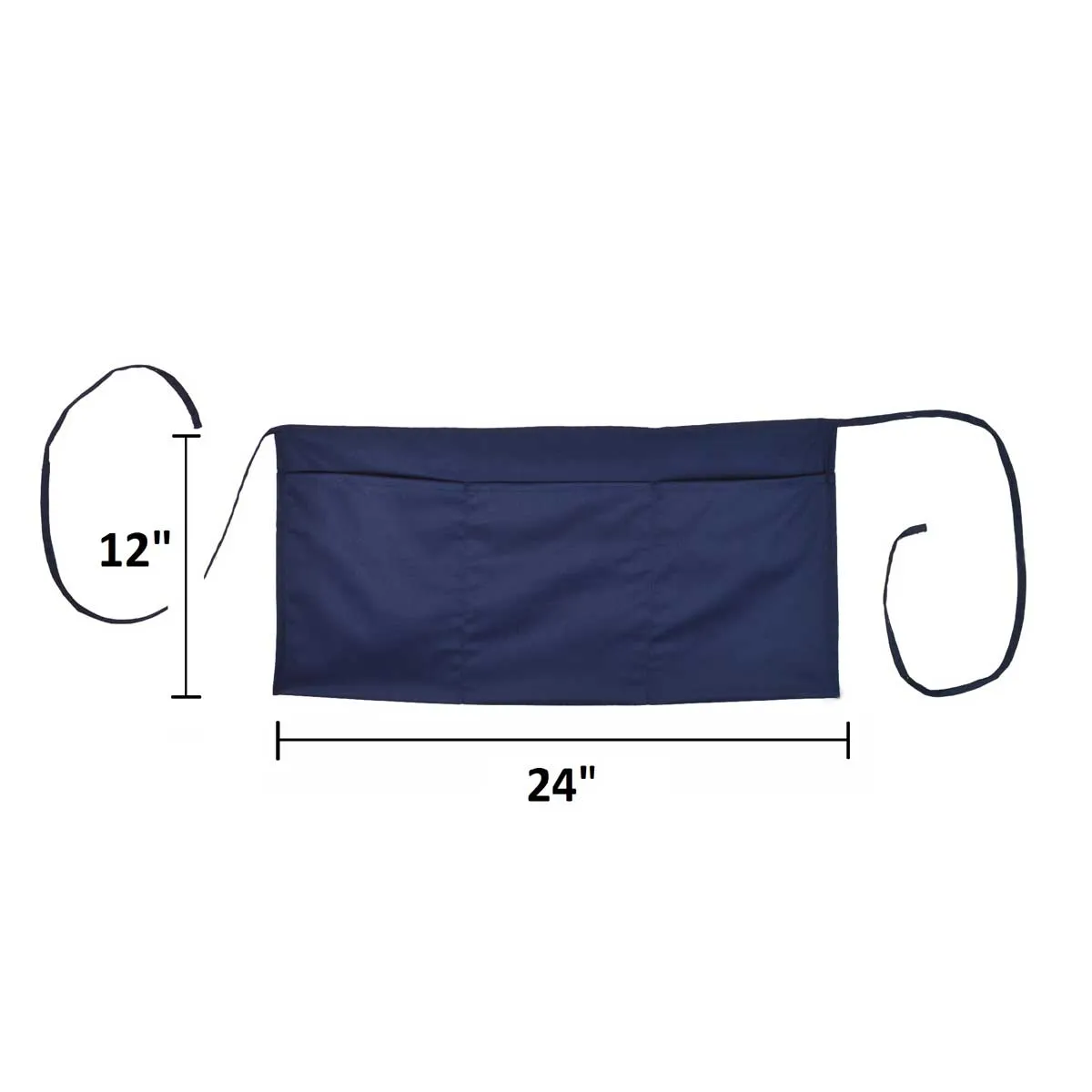 Dalix 24" Medium Waist Apron - 3 Pockets