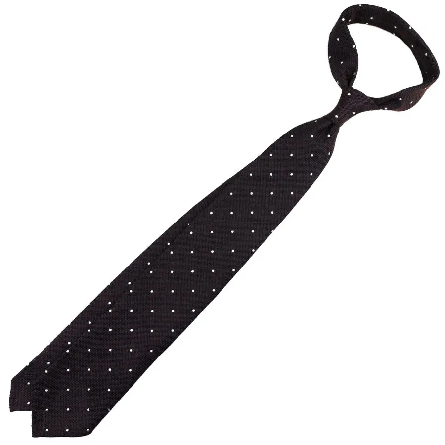 Dotted Cashmere / Silk Grenadine Tie - Espresso