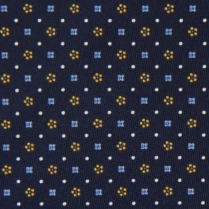 Floral Printed Silk Bespoke Tie - Navy