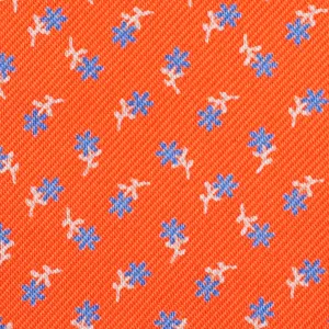 Floral Printed Silk Bespoke Tie - Orange