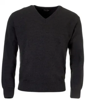 FRANCO PONTI V-Neck - Mens Italian Merino Wool Blend - Charcoal