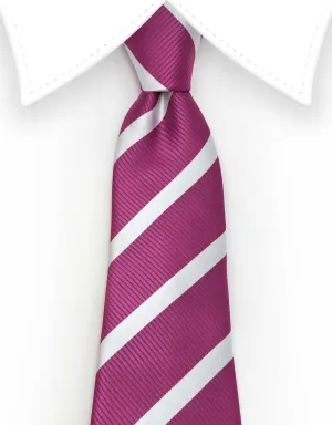 Fuchsia Pink and White Striped Tie