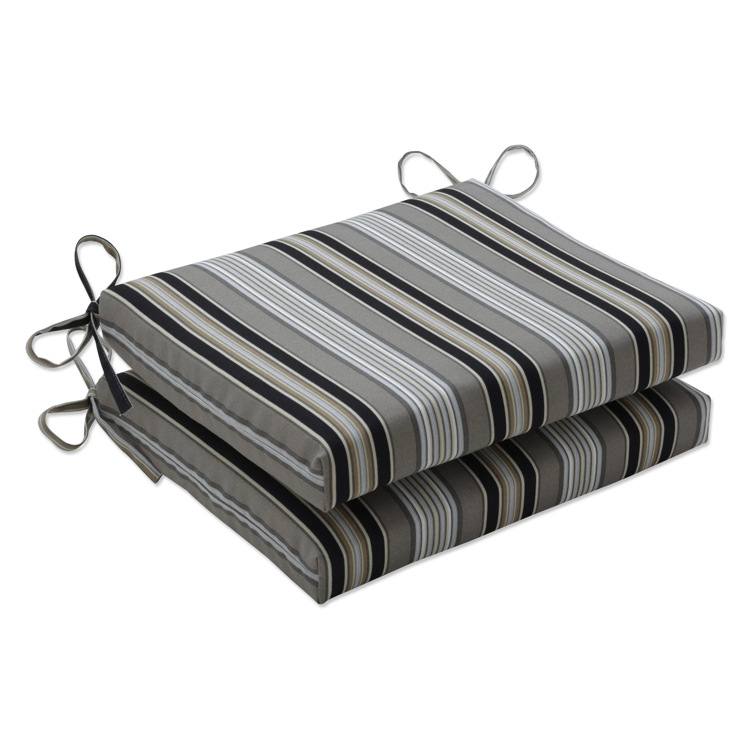 Getaway Stripe Black Squared Corners Seat Cushion (Set Of 2)