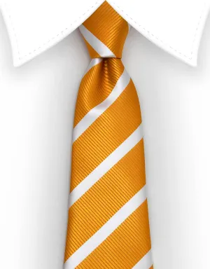 Golden Orange and White Striped Tie