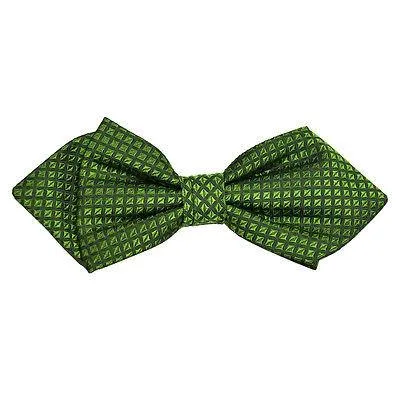 Green Checked Silk Bow Tie by Paul Malone