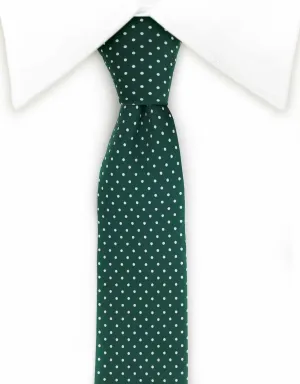 Green with White Polka Dots Skinny Tie