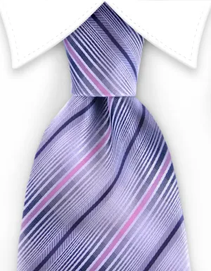 Grey, Black, Pink Striped Mens Tie