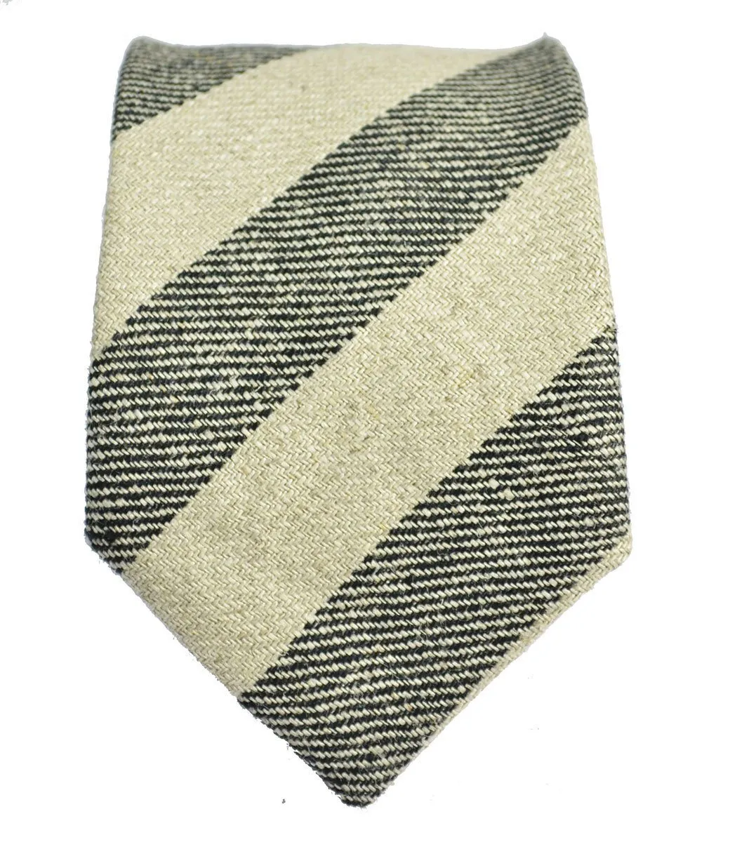 Grey Striped Linen Tie Set by Paul Malone