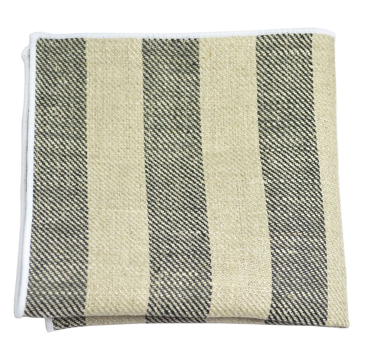 Grey Striped Linen Tie Set by Paul Malone