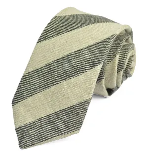 Grey Striped Linen Tie Set by Paul Malone