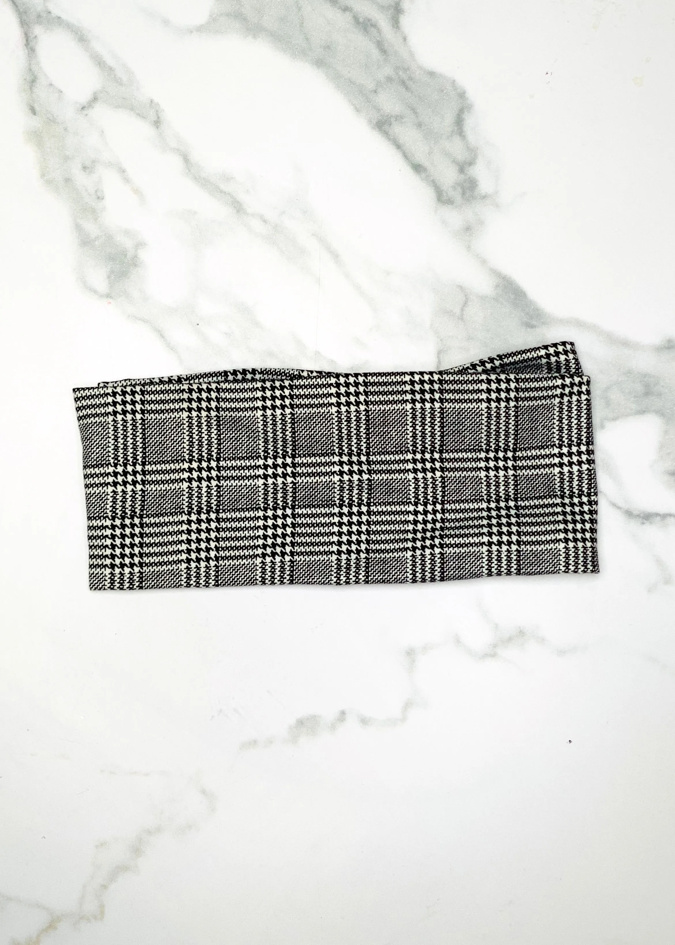 Houndstooth Plaid Extra Wide Yoga Headband