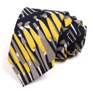 Men's Black & Yellow Crowds Necktie