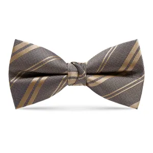 Men's Classic Dark Khaki Diagonal Striped Bow Tie