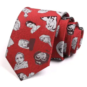 Men's Crimson Art Head Portrait Necktie