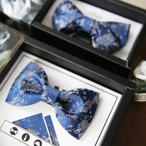 Men's Delicate Blue Floral Printed Bow Tie