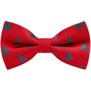 Men’s Festive Christmas Tree Red And Green Dickie Bow Tie. Pre-tied - Matching Kids Available