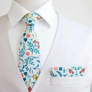 Men's Necktie / Mint Metallic Floral