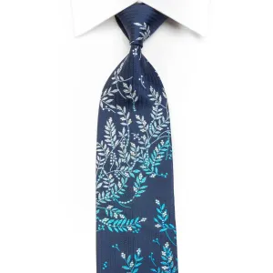 Mila Schon Men's Crystal Rhinestone Necktie Floral On Blue With Sparkles