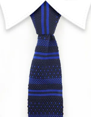 Navy & Royal Blue Striped Knit Necktie