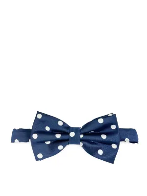 Navy and White Polka Dot Bow Tie and Pocket Square