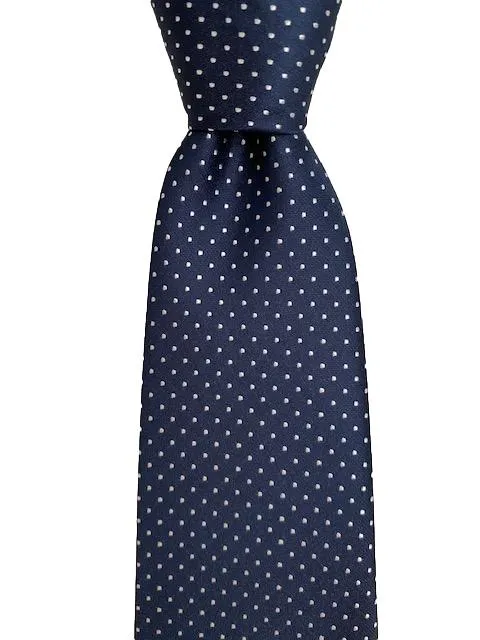 Navy Blue and White Pin Dot Extra Long Men's Tie