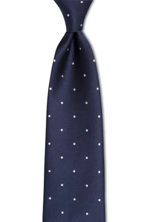 Navy Silver Dotted Traditional Tie