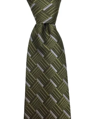 Olive Green Geometric Men's Tie