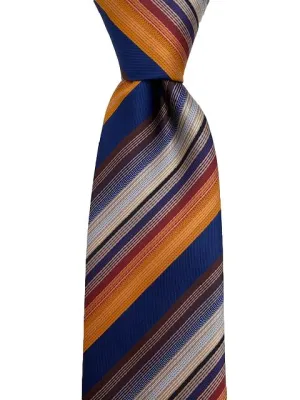 Orange, Blue, Red, Brown, Striped Tie