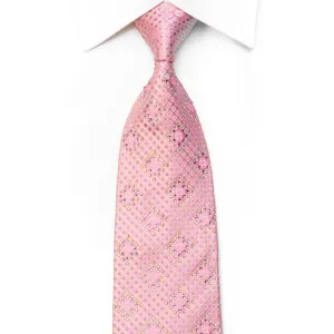 Paco Rabanne Men's Rhinestone Silk Necktie Geometric On Pink Silk