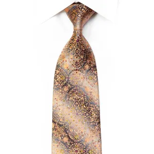 Peach Arabesque On Silver Silk Rhinestone Tie