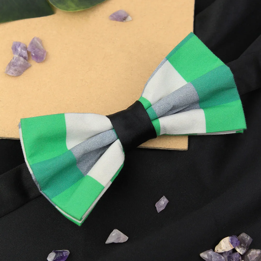 Peluche Sassy Checkered Green Bow Tie For Men