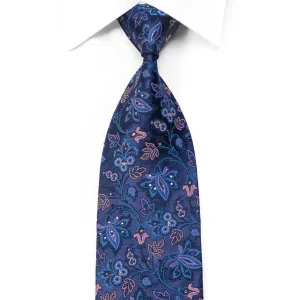 Pierre Cardin Rhinestone Necktie Anthemion Floral On Blue Silk